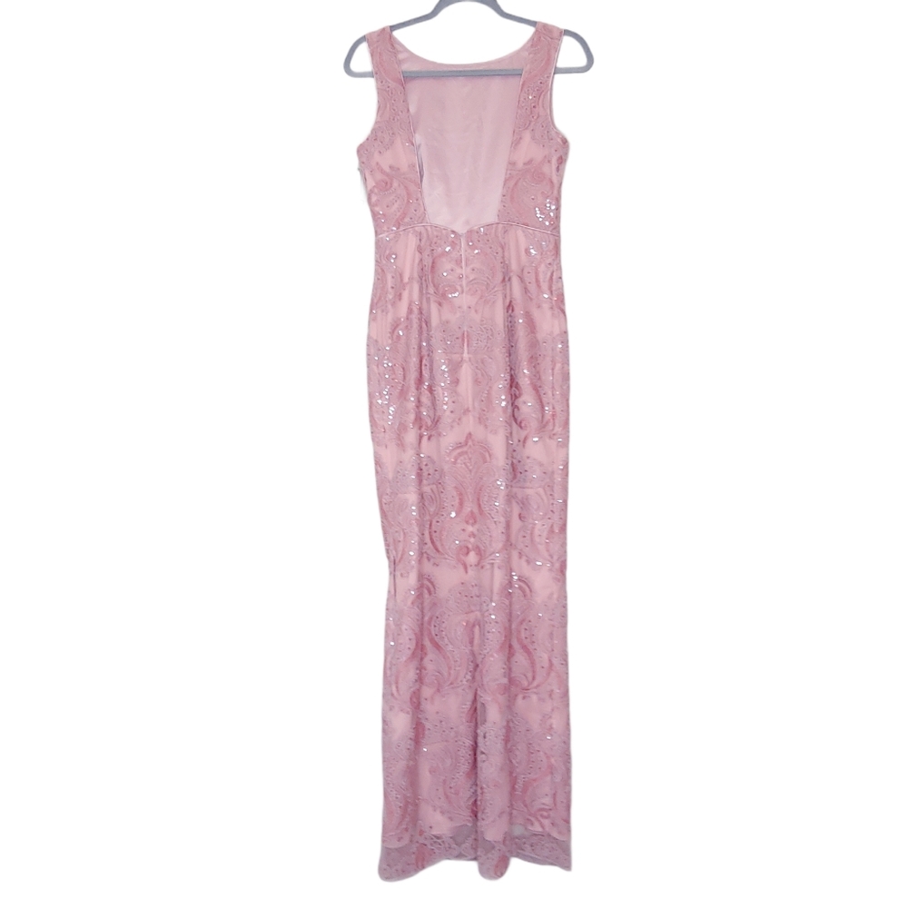 Laundry Baroque Motif Sequined Mesh Long Gown 4 - Picture 3 of 9